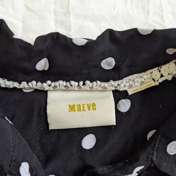 Anthropologie Maeve Black Polka Dot Cropped Flowy Top Women's Size 2 - Picture 8 of 8